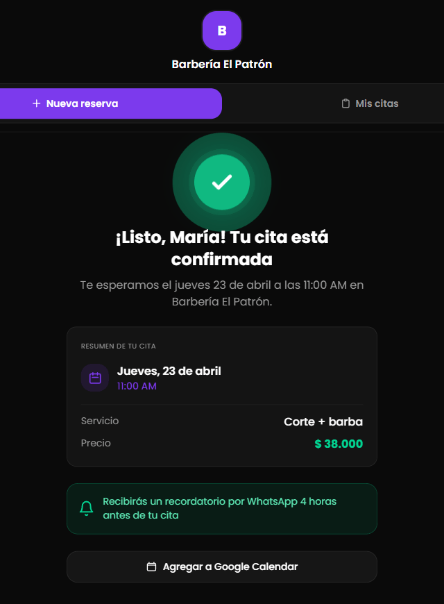 Reserva confirmada en Reserbox — tu cliente reserva solo desde su celular